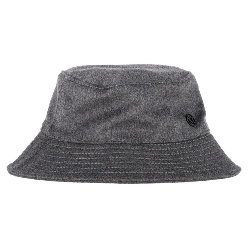 Maison Michel Angele Appliqué-Logo Bucket Hat in Grey Wool